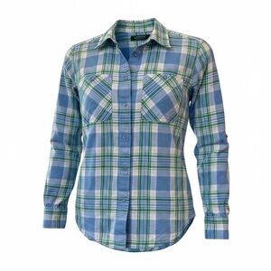 Medium Lauren Ralph Lauren Blue Green Brushed Cotton Button-Down Long Sleeve
